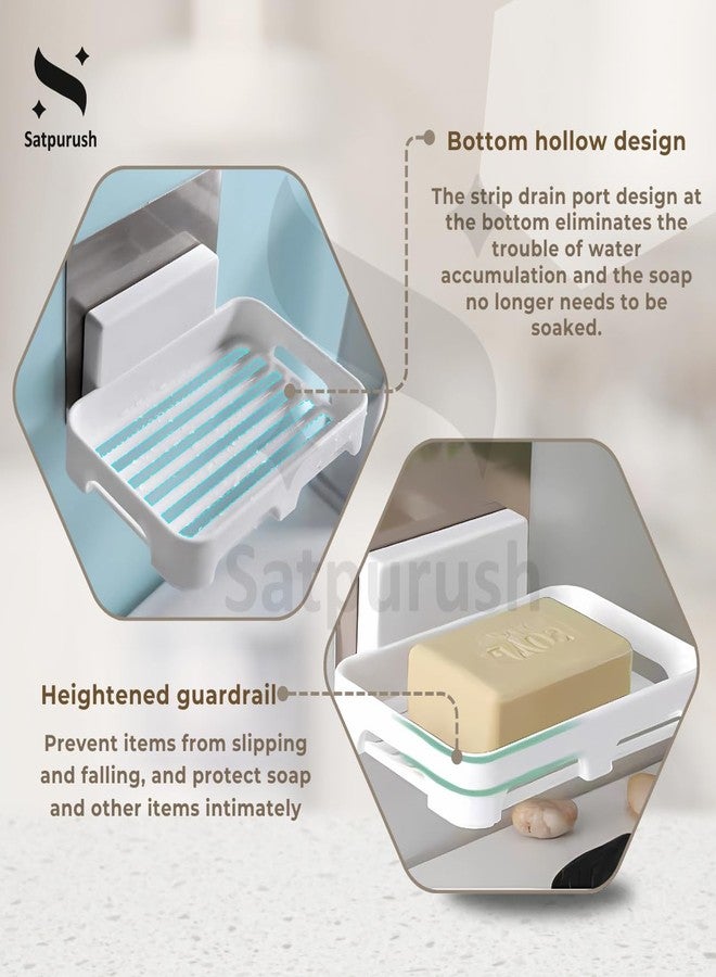 Satpurush Bathroom Soap Stand for Bathroom, Self-Adhesive Soap Box for Bathroom, Wall Mounted Soap Holder, Bathroom Soap Holder Without Drill, Elegant Soap Stand for Easy Use (White, 4 Pack) - Image 4